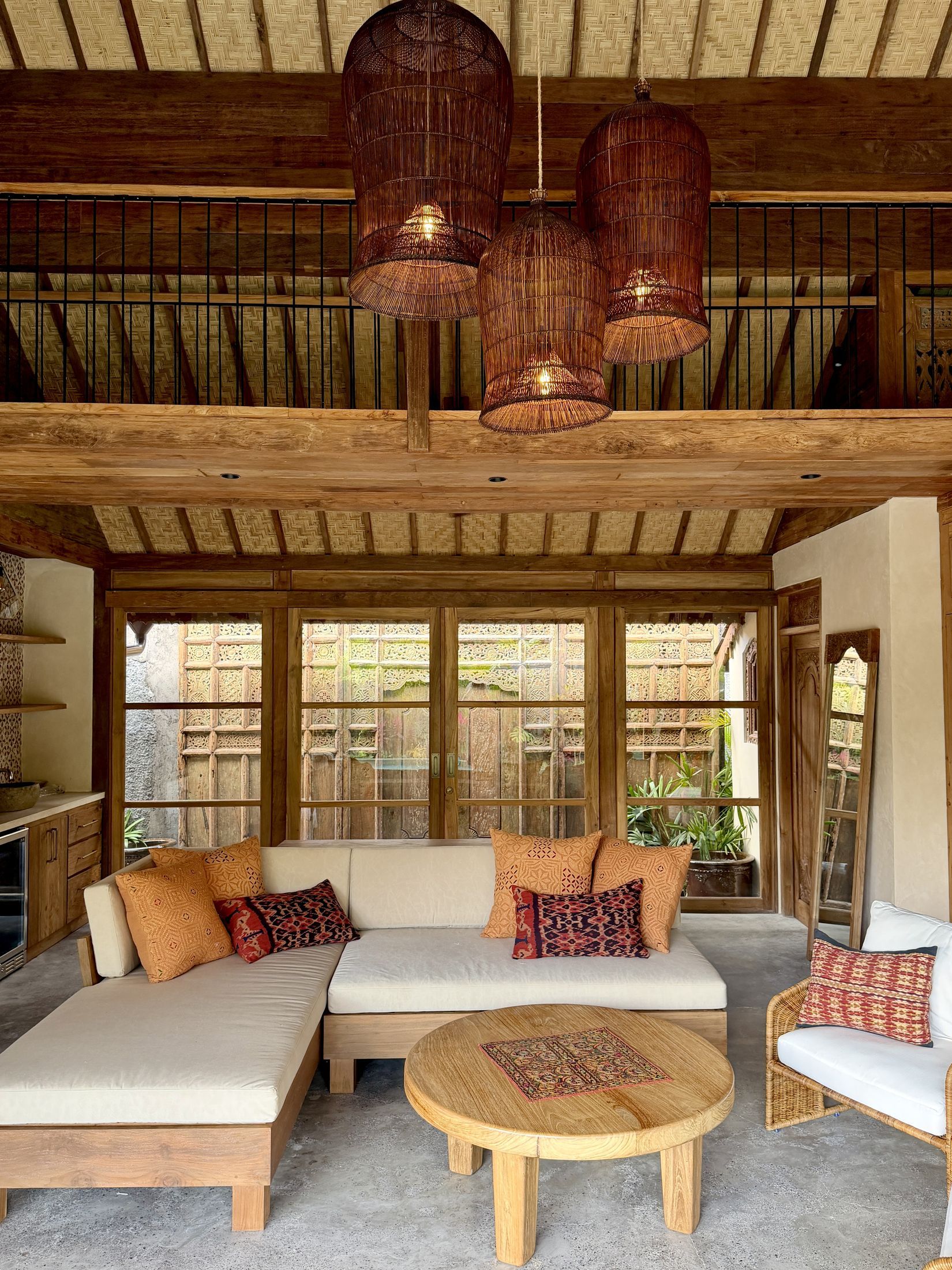 Long House living room beneath the Owl Room loft