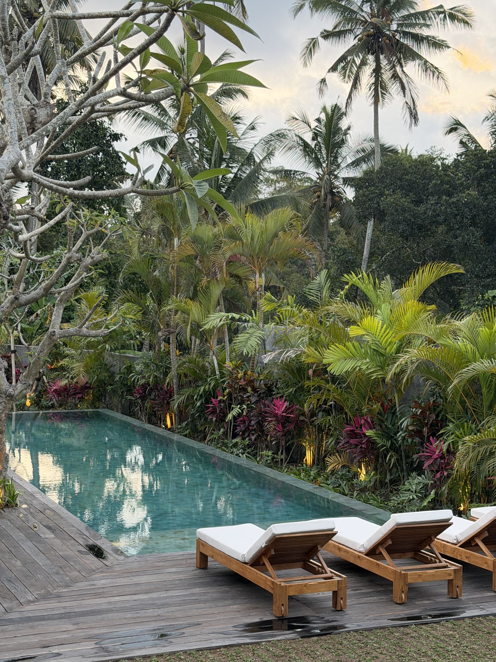 Uma Rembulan pool glowing at blue hour